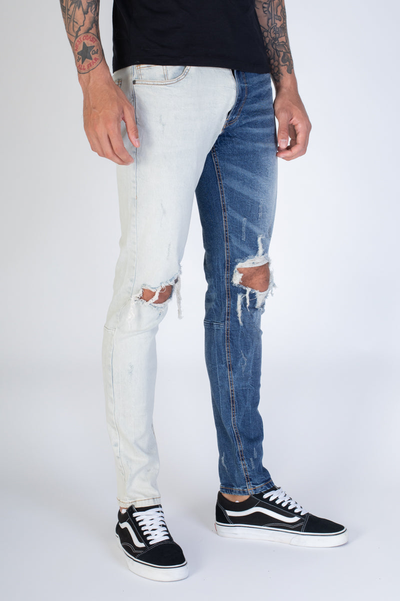 Contrast Jeans (Blue) (3940530585702)