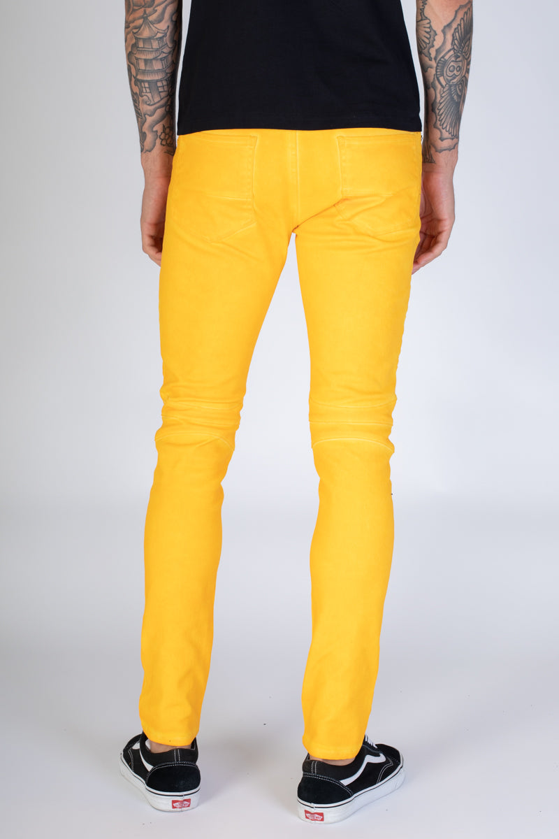 Spray Washed Moto Skinny Jeans (Yellow) (3934697947238)