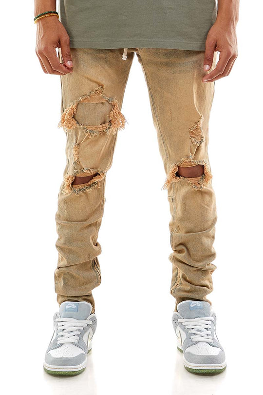 UNDER-PATCH ANKLE ZIP JEANS