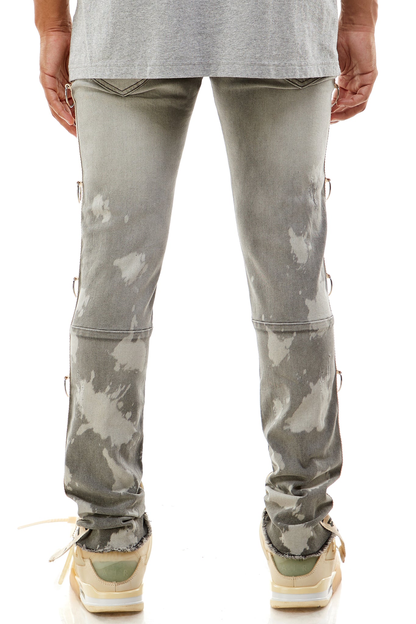 BLEACHED D-RING JEANS