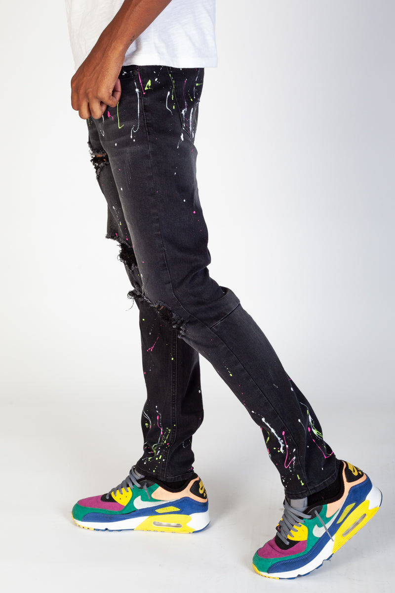 Neon Paint Splatter Jeans (Dark Medium Gray) (3929902186598)