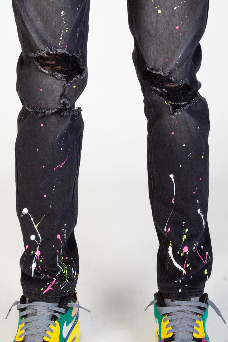 Neon Paint Splatter Jeans (Dark Medium Gray) (3929902186598)