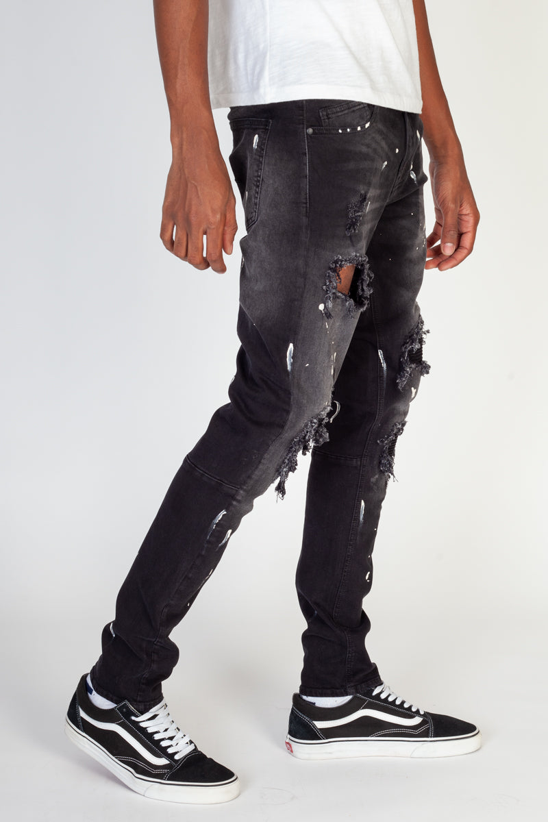 Pintuck Patched jeans (Dark Medium Grey) (4880628318310)