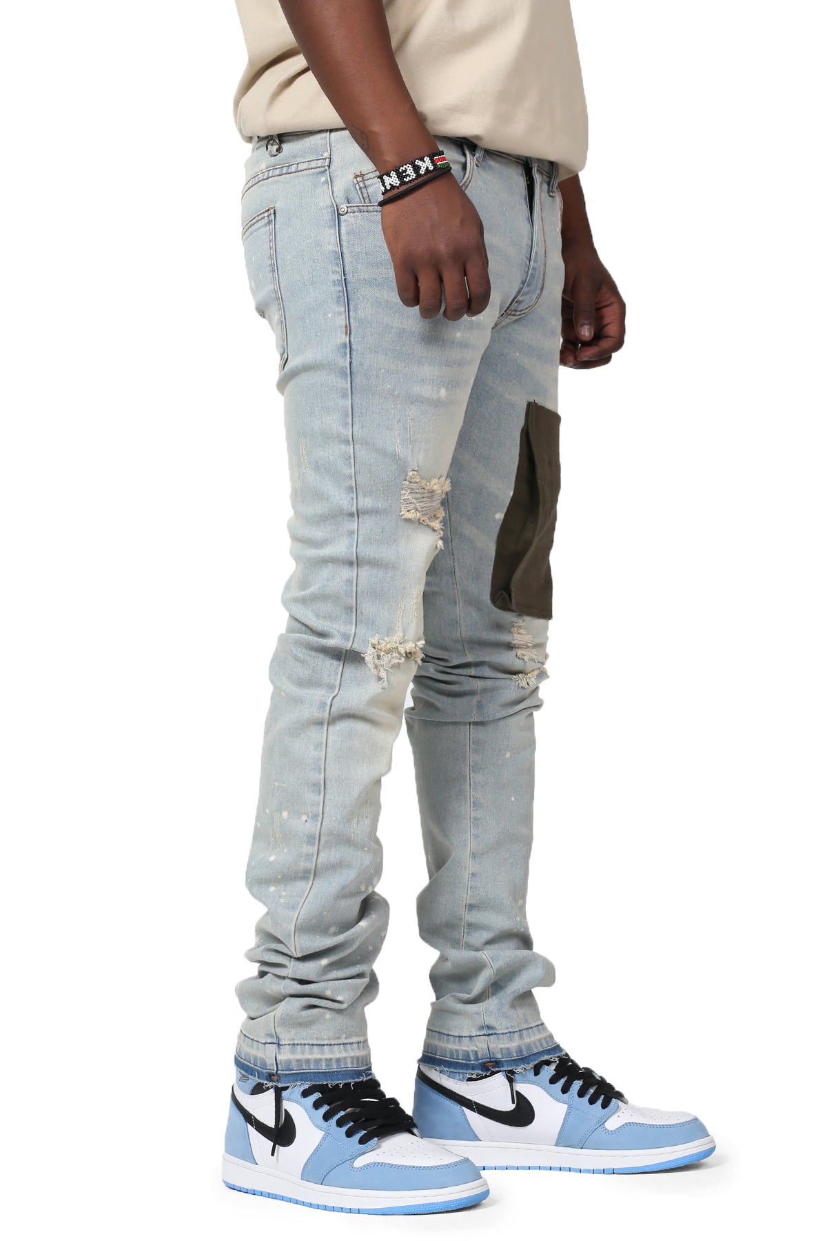 Stacked Cargo Jeans (Blue) (6628680794214)