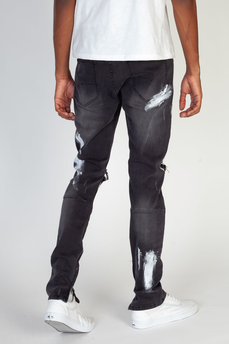 Silver Painted Ankle Zip Jeans (Dark Medium Gray) (4605195223142)