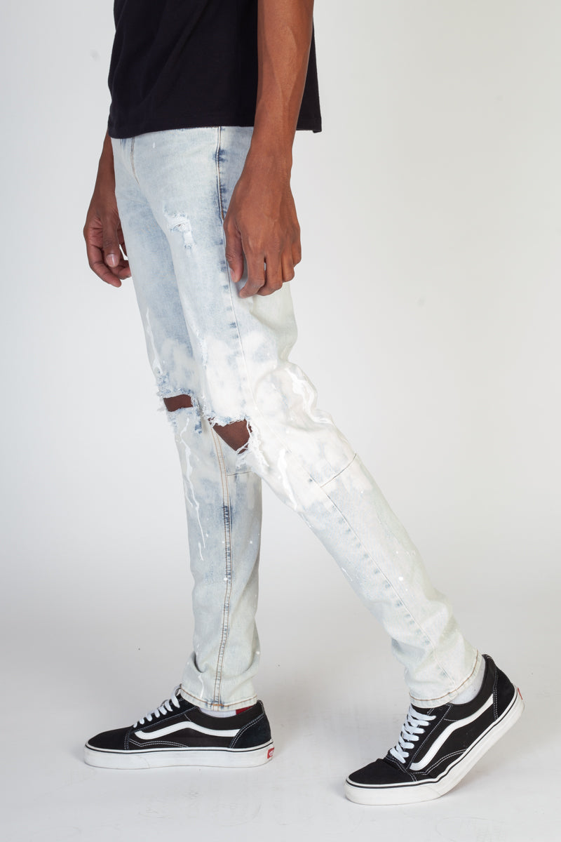 Painted Knee Skinny Jeans (Ice Blue) (4417755906150)