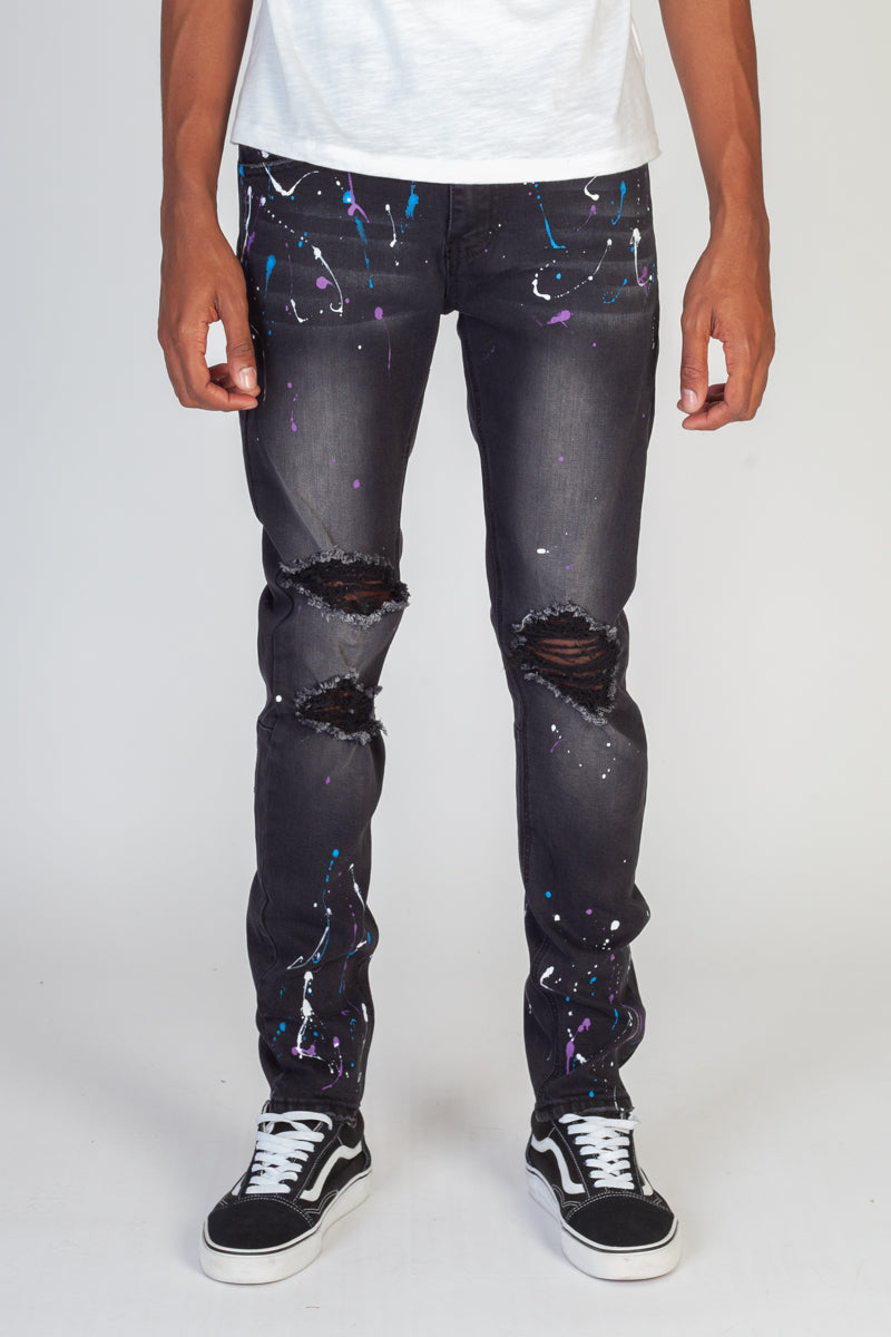 Destroyed Jeans With Multi Paint Splash (Dark Medium Gray) (4312233934950)