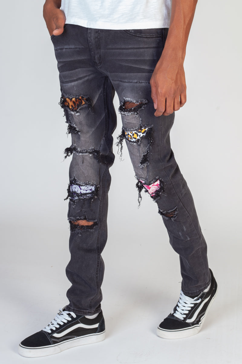 Multi-Patch Jeans (Dark Medium Gray) (3929903857766)