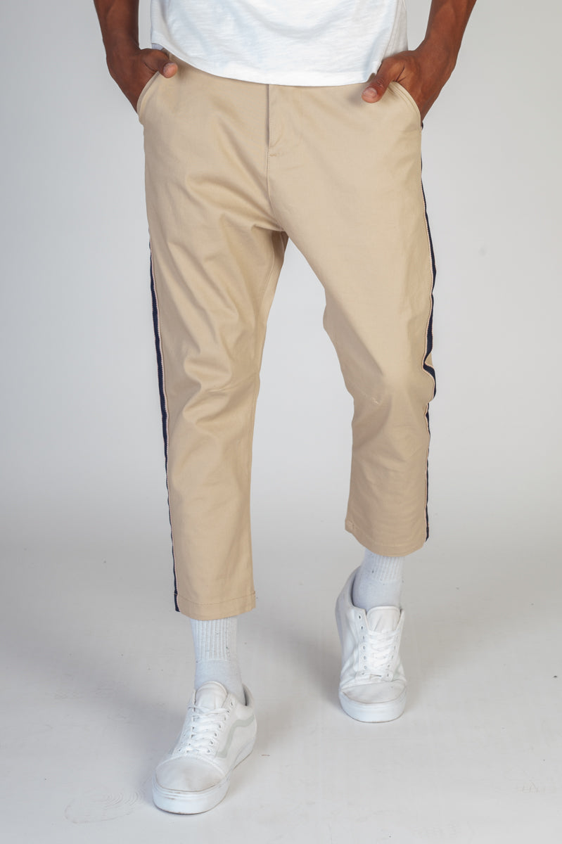 Striped Cropped Chino Pants (Khaki) (1615602417766)