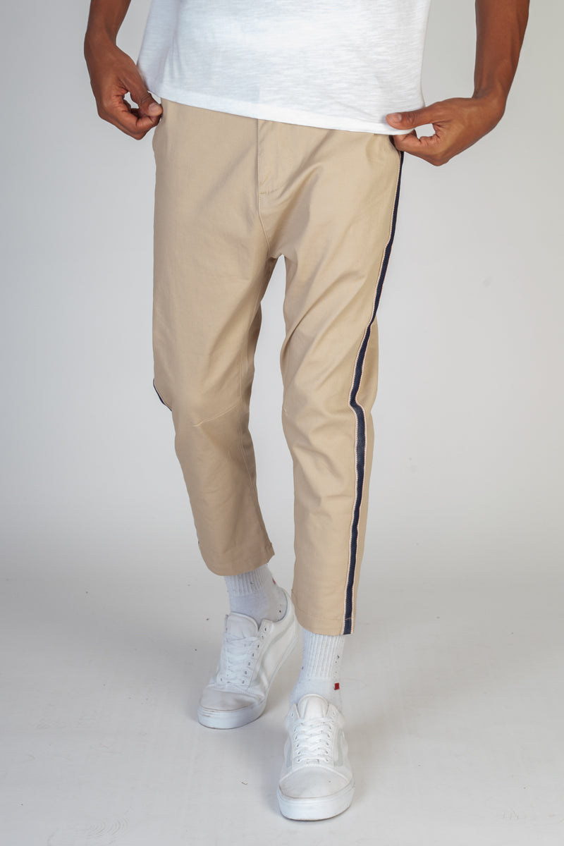 Striped Cropped Chino Pants (Khaki) (1615602417766)