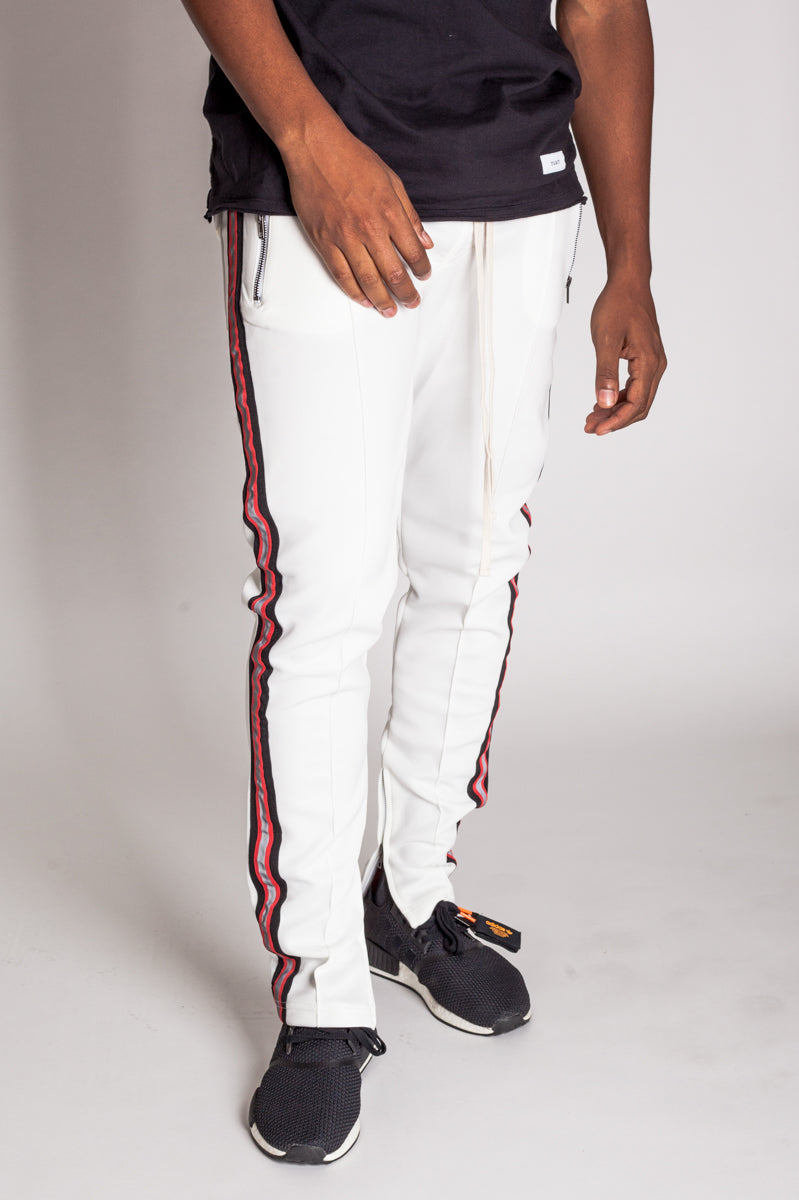 Techno Track Pants with Reflective Stripes (White) (897773535276)