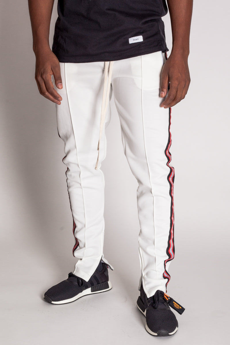 Techno Track Pants with Reflective Stripes (White) (897773535276)