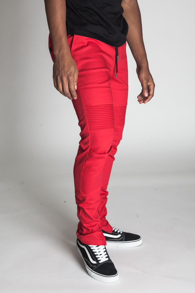 Ankle Zip Moto Pants (Red) (394455777319)