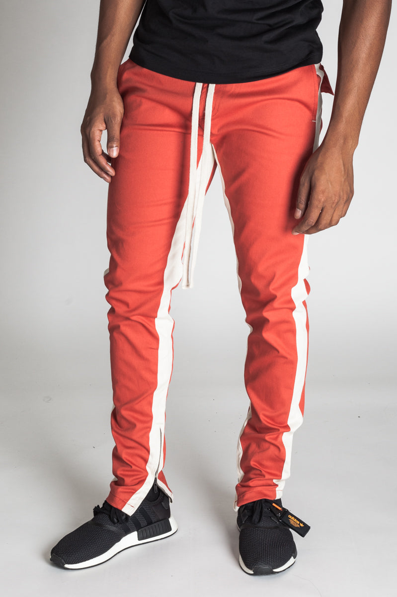 【COLOR iN ID】track zipper pants Premium Side Stripe Zip Pocket Track Pants (Red-White) – Zamage