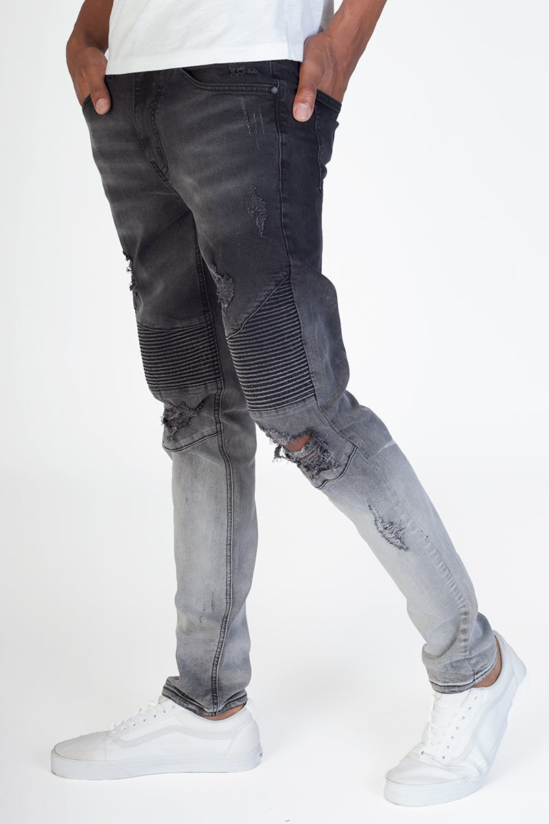 Bleached Moto Jeans (Black) (4908179259494)