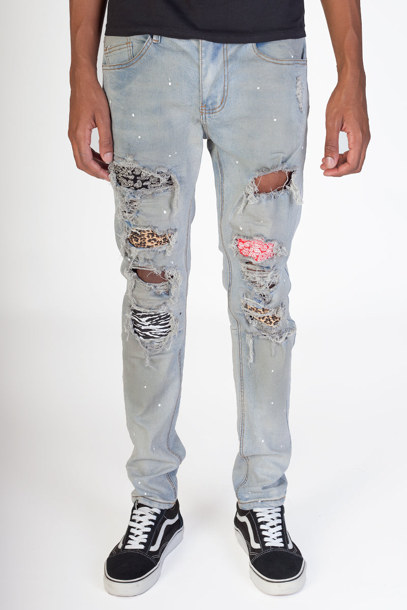 Multi Patch Jeans (Blue) (4886834806886)