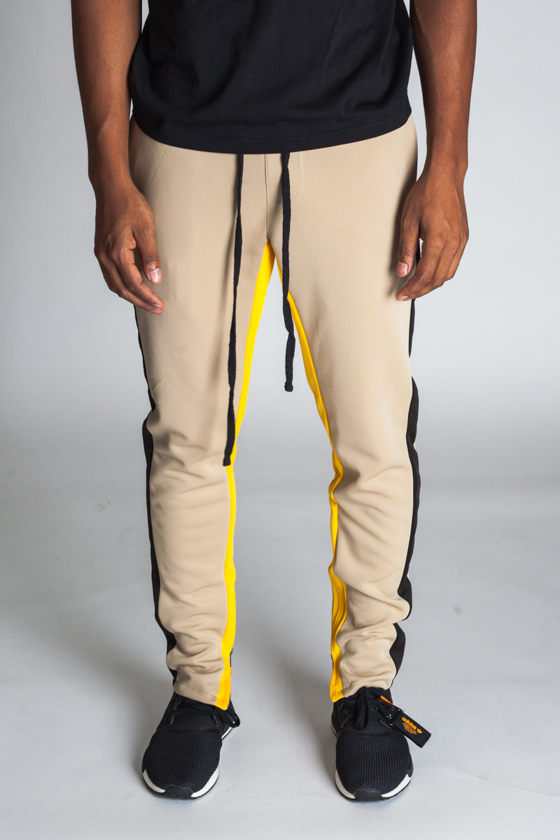 Striped Scuba Track Pants (Khaki) (1379866443820)