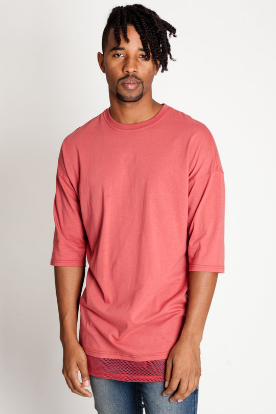 DROP SHOULDER TEE WITH MESH