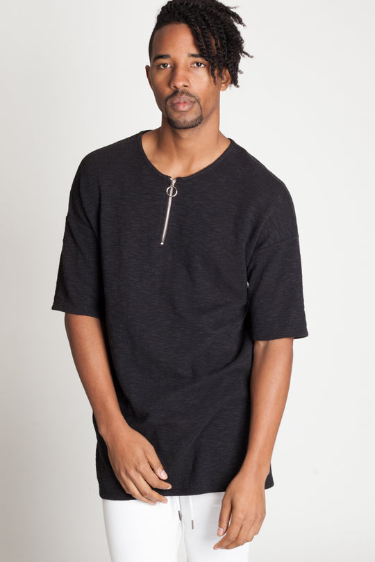 HALF ZIP SLUB TEE