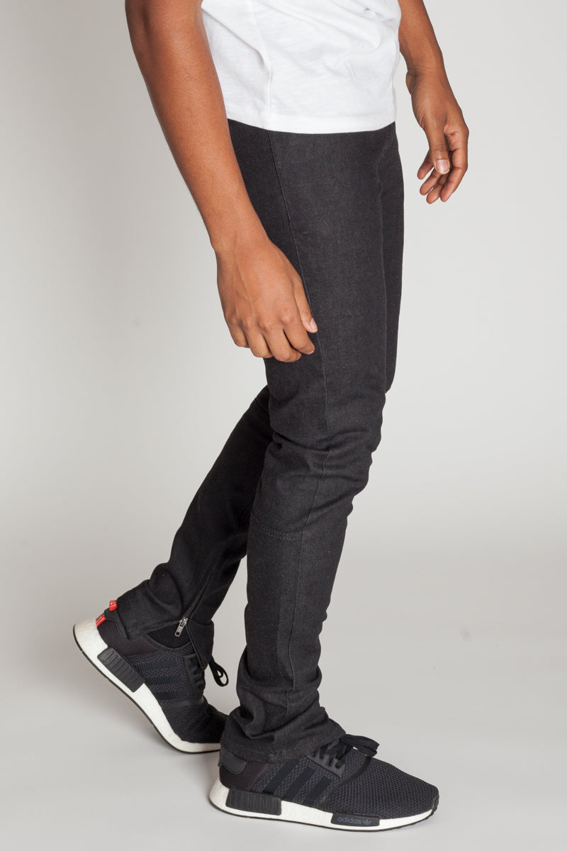 Raw Denim Ankle Zip Jeans (Black) (1134778384428)