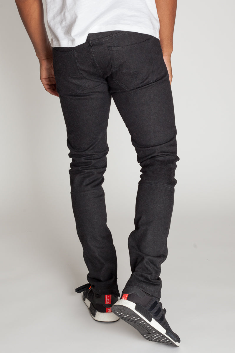 Raw Denim Ankle Zip Jeans (Black) (1134778384428)