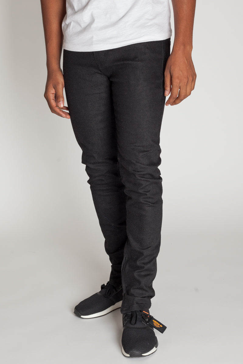 Raw Denim Ankle Zip Jeans (Black) (1134778384428)