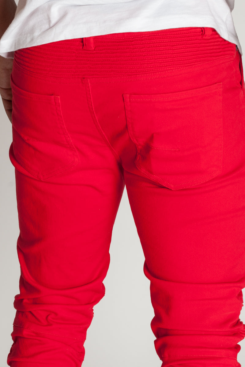 Ruched Moto Pants (Red) (11487256583)