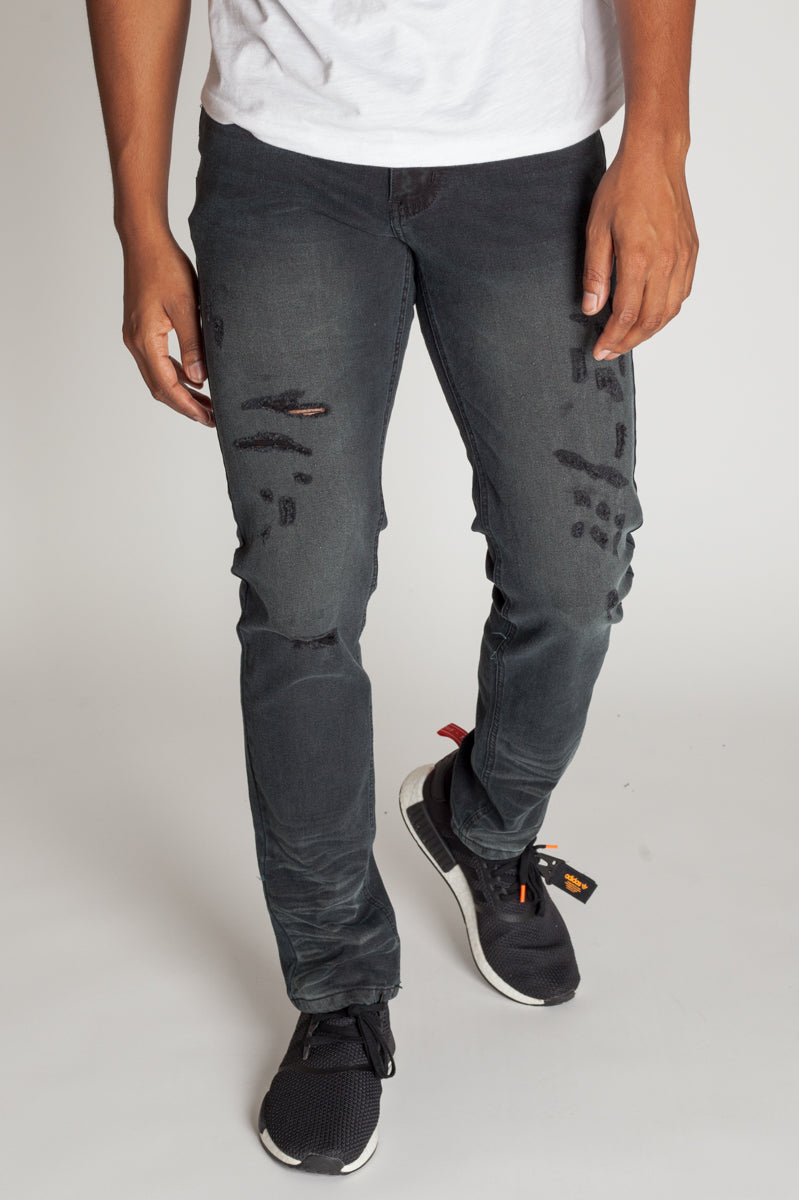 Distressed Skinny Jeans (Black) (1049735102508)