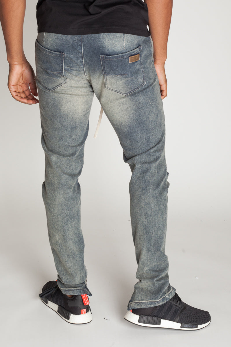 Ankle Zip Moto Jeans (Grey Blue) (423246037031)