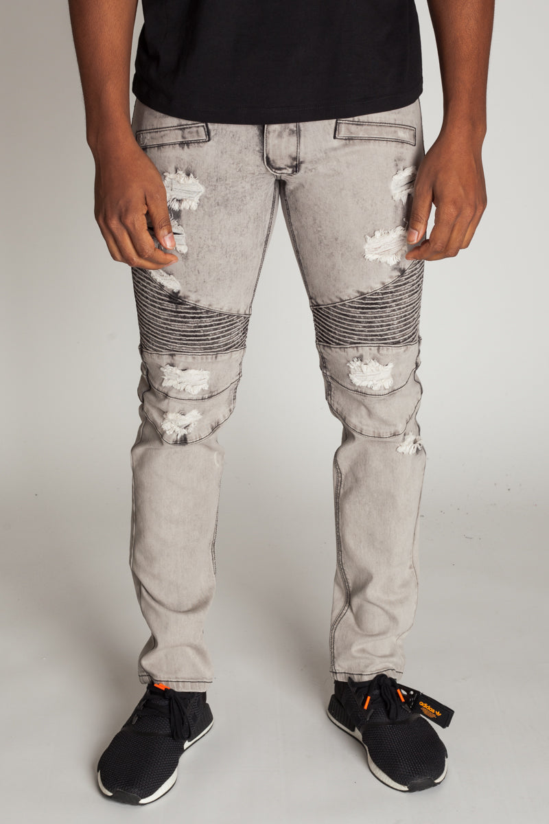 Destroyed Moto Jeans (Ice Grey) (392927576103)