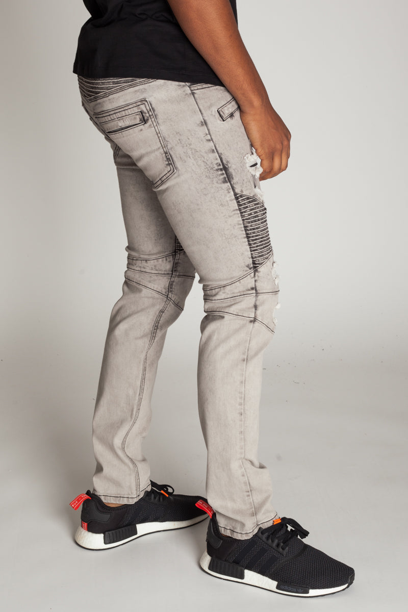 Destroyed Moto Jeans (Ice Grey) (392927576103)