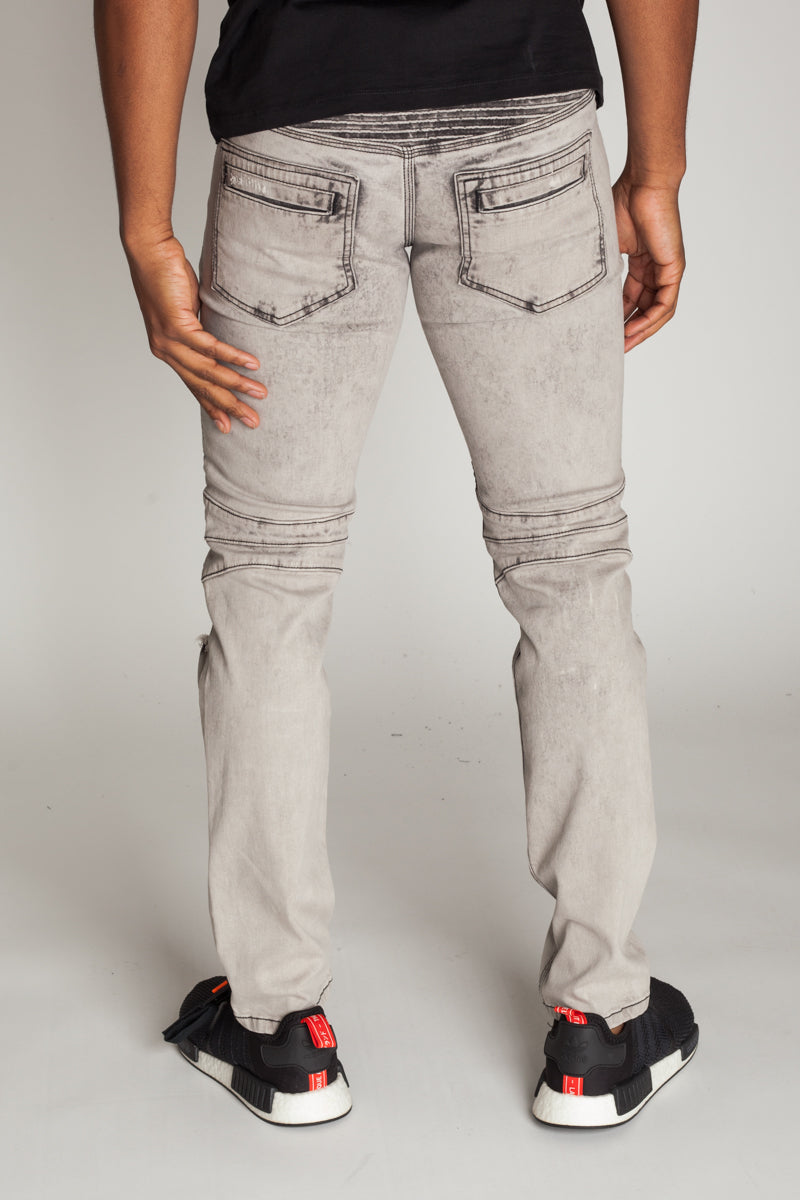 Destroyed Moto Jeans (Ice Grey) (392927576103)