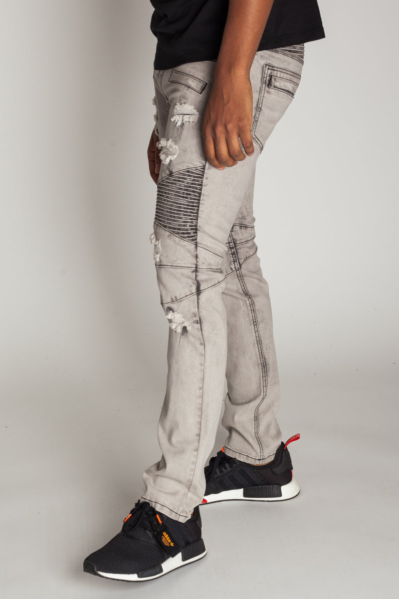 Destroyed Moto Jeans (Ice Grey) (392927576103)