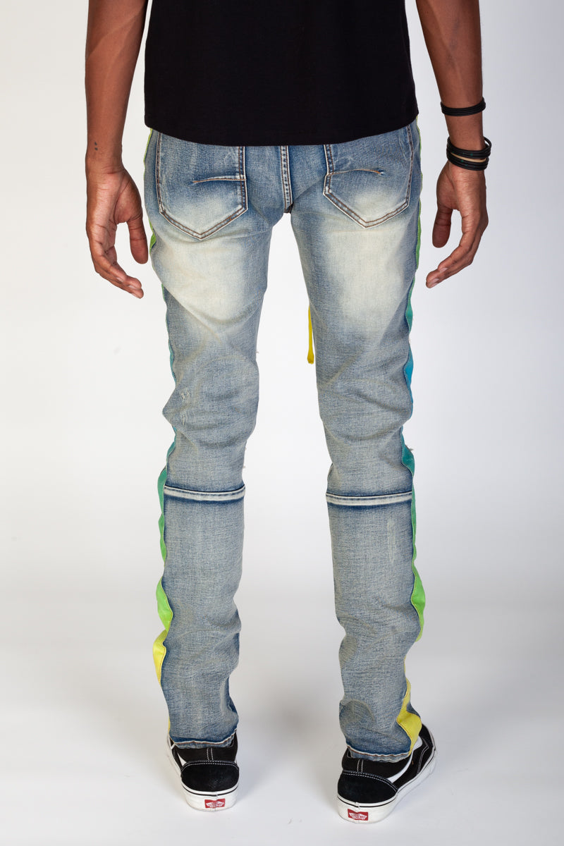 Tie-Dye Striped Jeans (Vintage Medium Blue) (4571243053158)