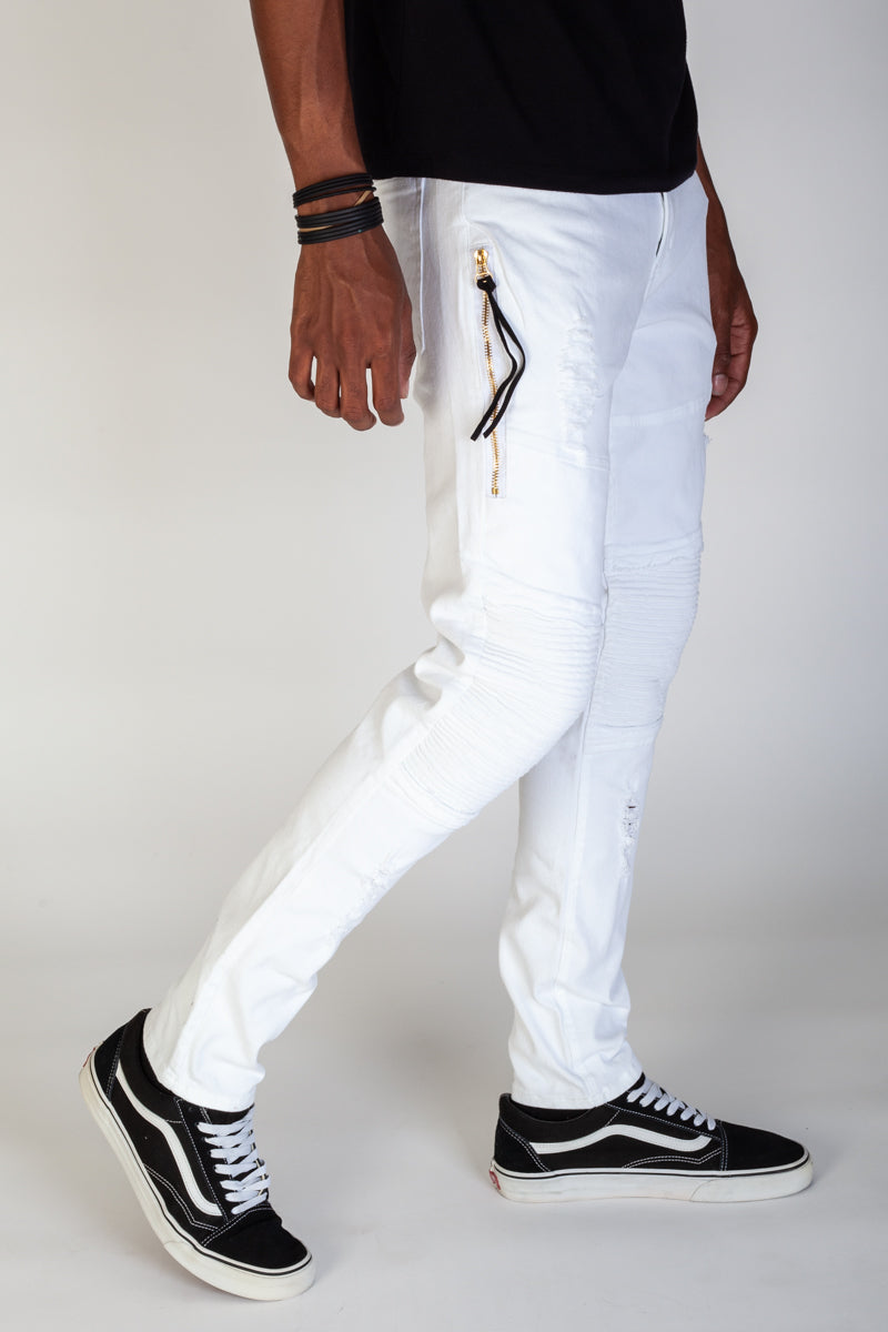 Distressed Moto Pants (White) (3929963298918)