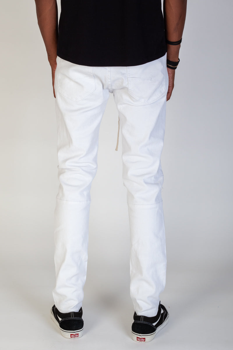 Destroyed Pants With Drawstring (White) (3962606944358)