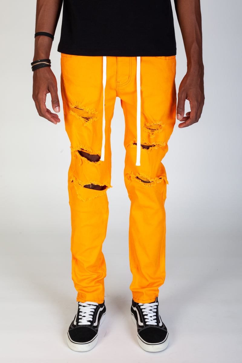 Destroyed Pants With Drawstring (Orange) (3962606452838)