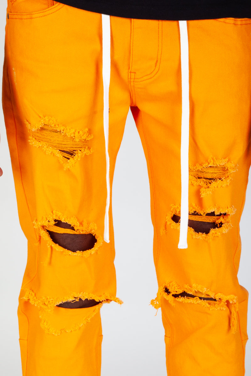 Destroyed Pants With Drawstring (Orange) (3962606452838)