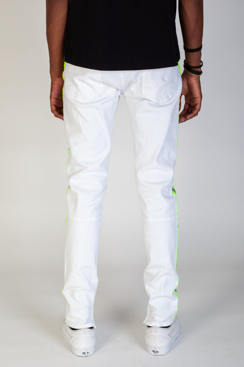 Reflective Taped Pants (White/Lime) (4193118683238)