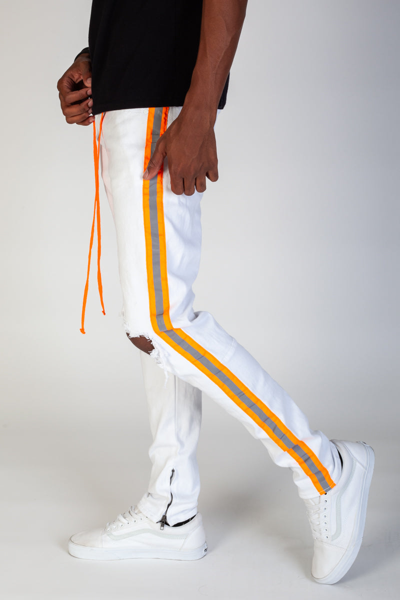 Reflective Taped Pants (White/Orange) (4193126514790)