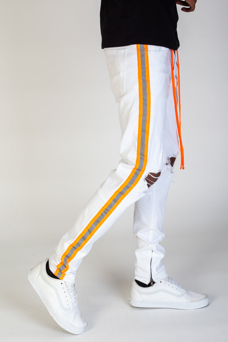 Reflective Taped Pants (White/Orange) (4193126514790)
