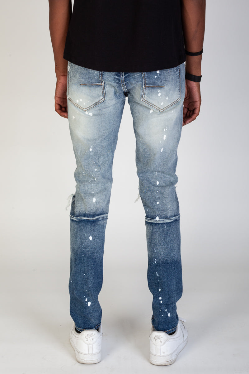 Destroyed and Distressed Skinny Jeans (Faded Blue) (4309431222374)