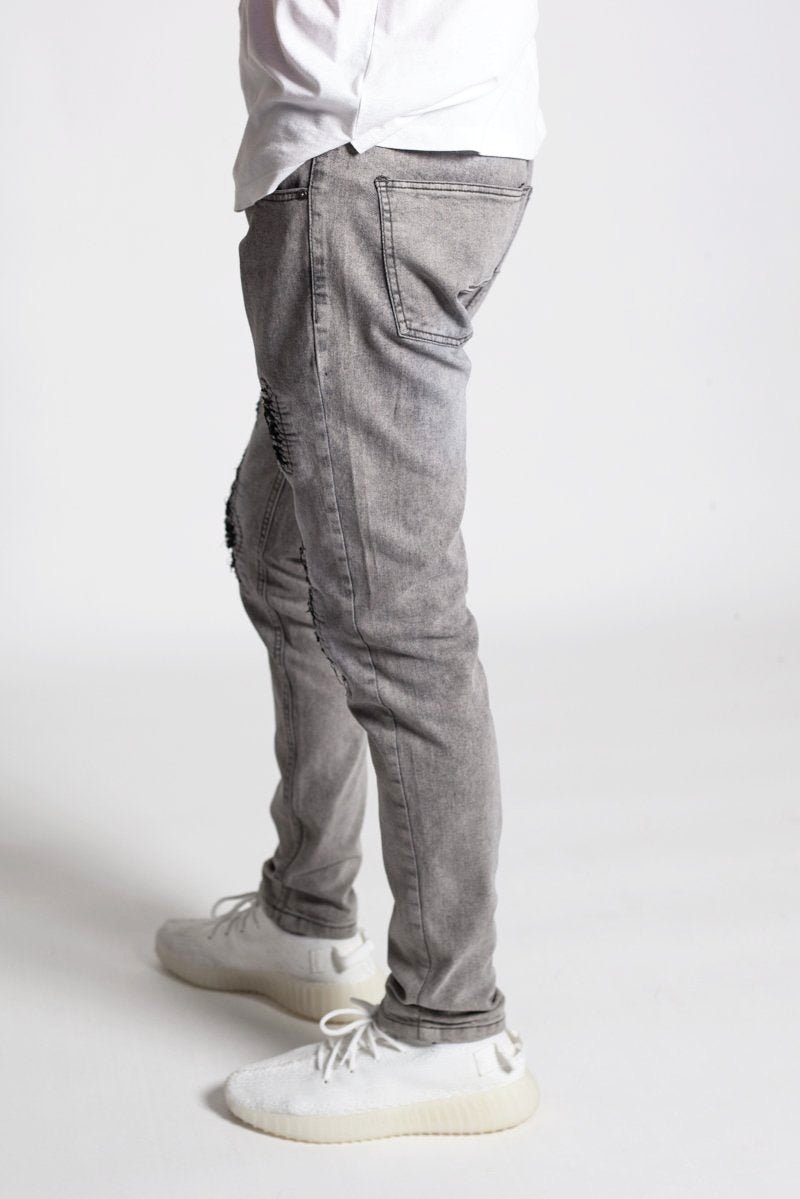 Distressed Moto Skinny Jeans (Grey) (1049716490284)