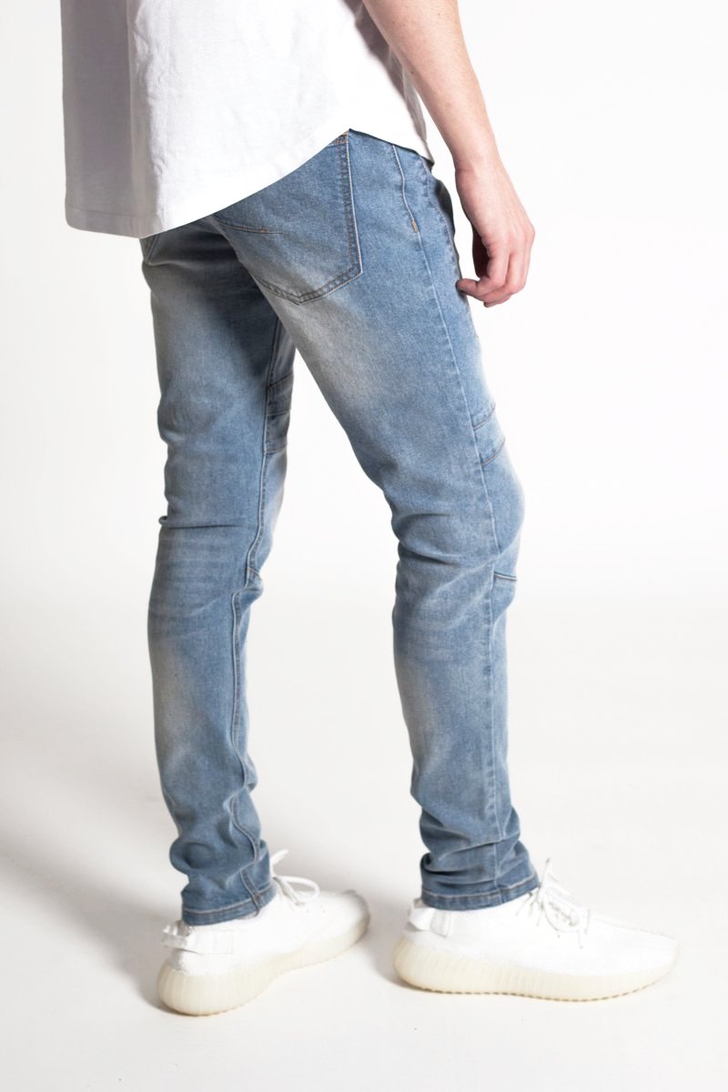 Paneled Skinny Jeans (Med. Blue) (801049083948)