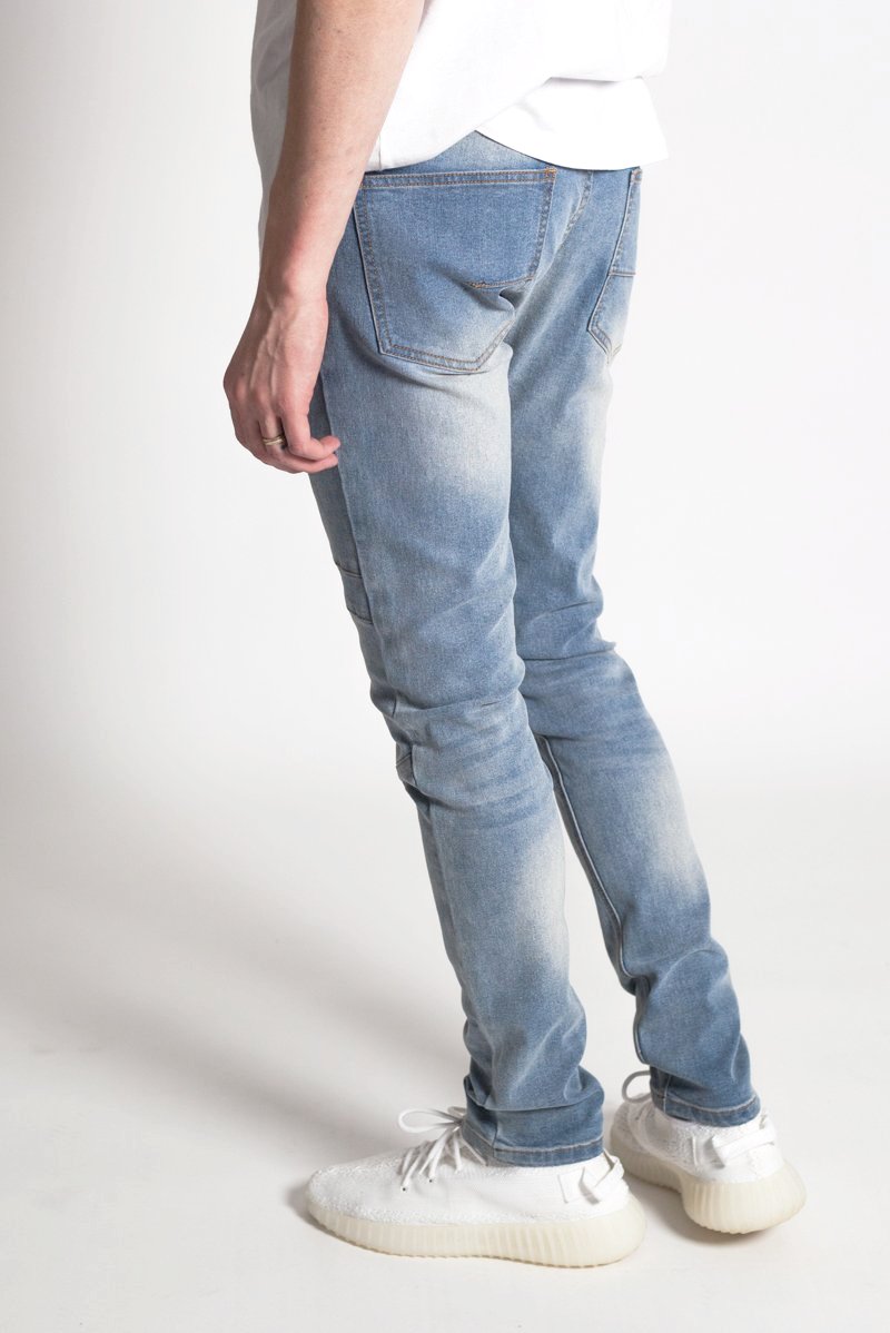Paneled Skinny Jeans (Med. Blue) (801049083948)