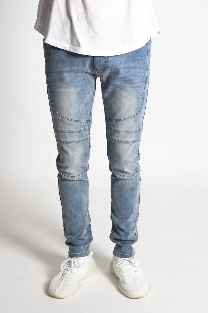 Paneled Skinny Jeans (Med. Blue) (801049083948)