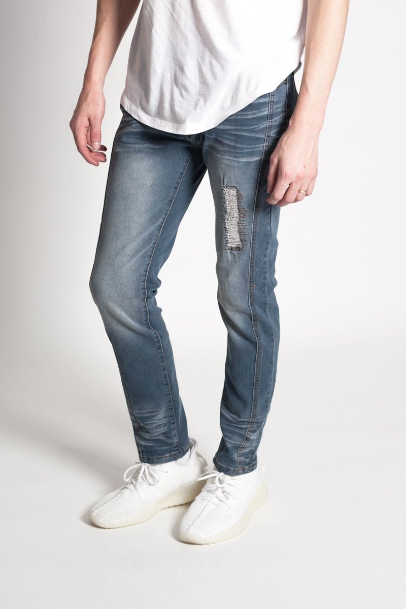 Double Outseam Skinny Jeans (Dusty Blue) (1049736609836)