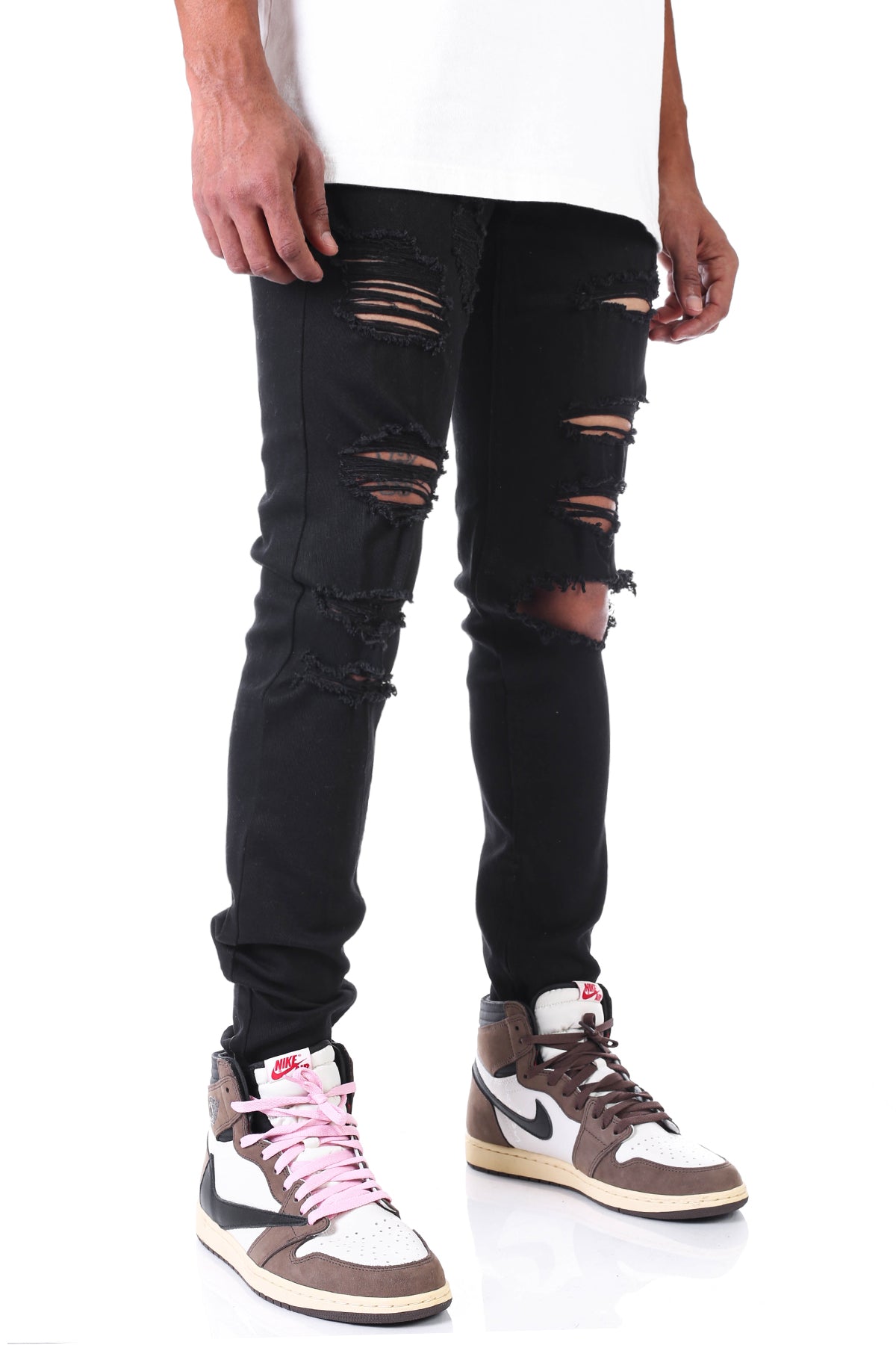 DESTROYED ANKLE ZIP PANTS