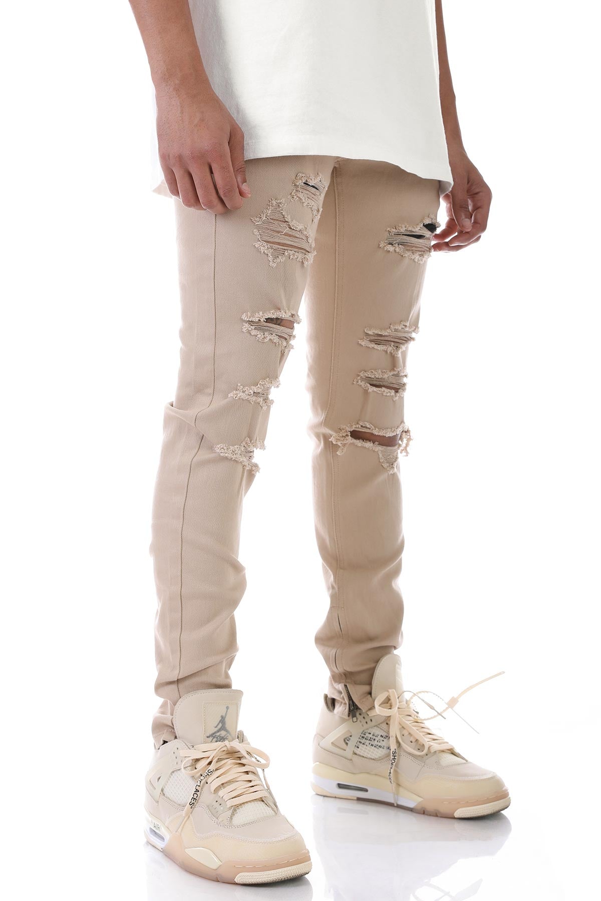 DESTROYED ANKLE ZIP PANTS