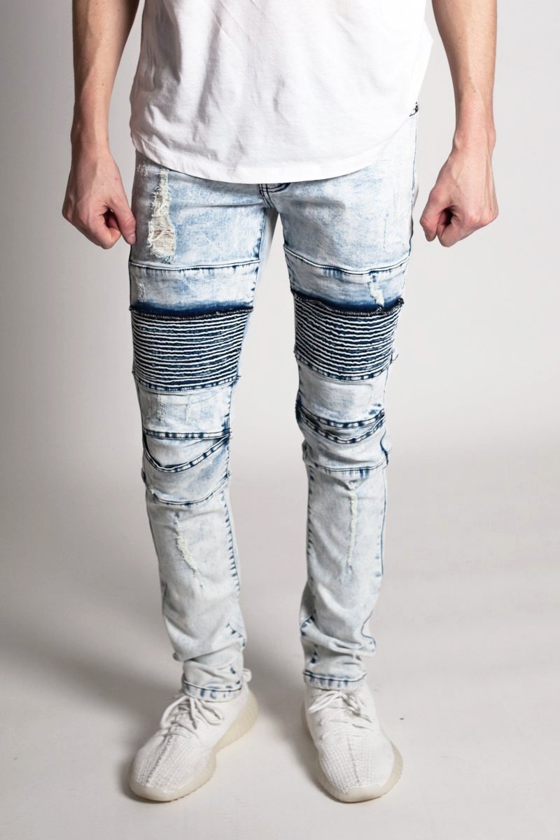 Distressed Biker Jeans (Ice Blue) (392863711271)